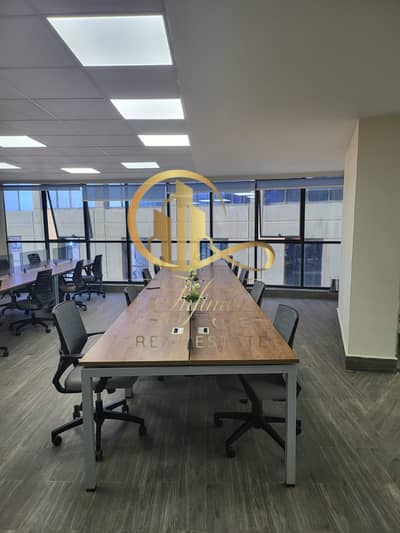 Furnished and air-conditioned office space for rent, open space, Rayhana Plaza, Al-Mershdi, Zahra Al-Maadi