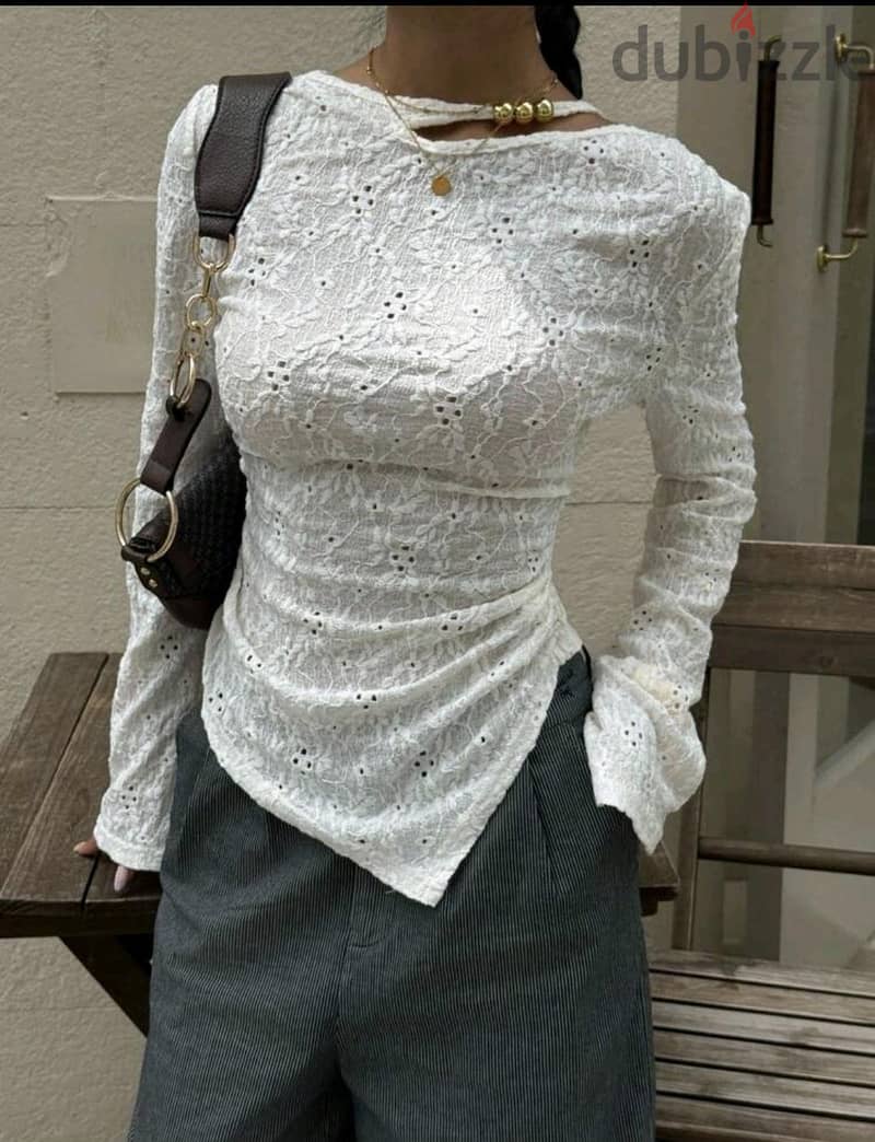 shein off white blouse 1