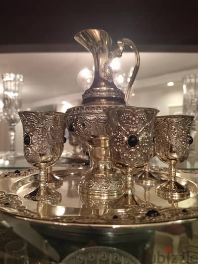 طقم قهوة عربي فضي بالصينية ديكور