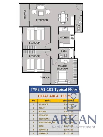 133m² apartment (3 bedrooms) available for handover in 12 months. Asking price: 600,000, with a monthly installment of 31,000. Located in a fully inte