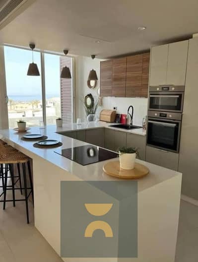 First row beachfront chalet on Ras El Hekma Bay fully finished and ready on the North Coast near Marassi Marina El Alamein Towers June Sodic soul Caes