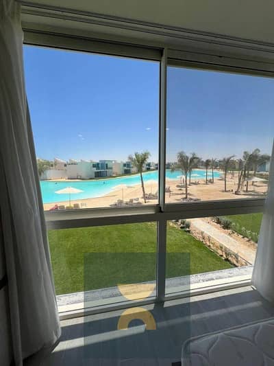 For sale a fully finished chalet overlooking Ras El Hekma Bay first row on Crystal Lagoon next to Modon and Dose near Fukabay Salt cali coast