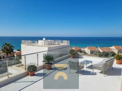 Corner chalet with panoramic double view terrace fully finished with ACs and 9 year installments near Marassi June Playa Zahra Azha Seashell and Dose