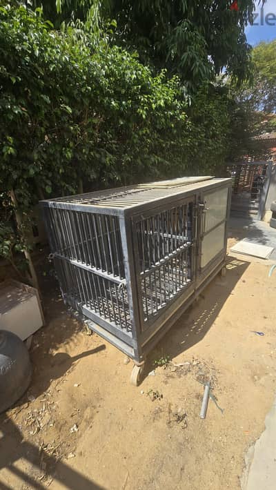 Heavy-Duty Solid Steel Dog Cage. قفص كلاب صلب ستيل تقيل
