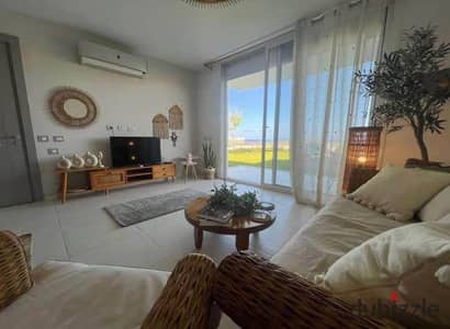 First-row chalet directly on the sea for sale in Marseilia Beach 5, Ras El Hekma, fully finished with near handover, in a prime location on the North