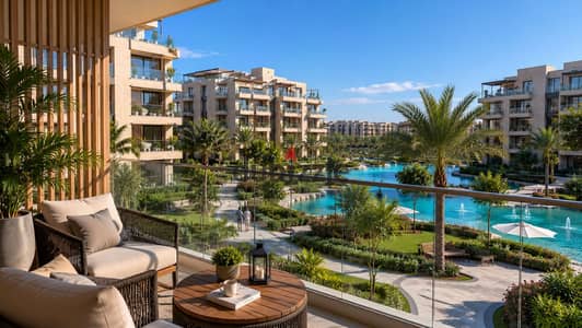 Own your apartment with a 10,000 EGP monthly installment in a fully serviced compound featuring a lagoon view in the heart of October Gardens | Ashgar