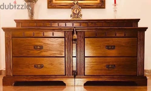 Vintage pair of American massive oak wood units large size 75 x 60