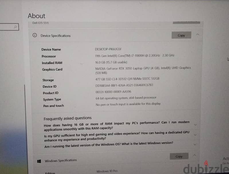 dell g15 RTX 3050 1