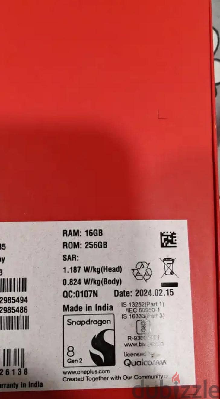 One Plus 12R 256 16gb Global Version same like new 2