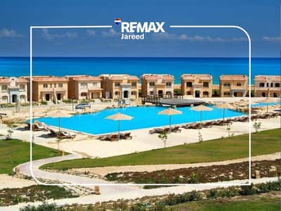 Fully Finished Ground Floor Chalet with Garden  for sale in Telal Al Alamein, North Coast | Open View – 4th Row from the Sea