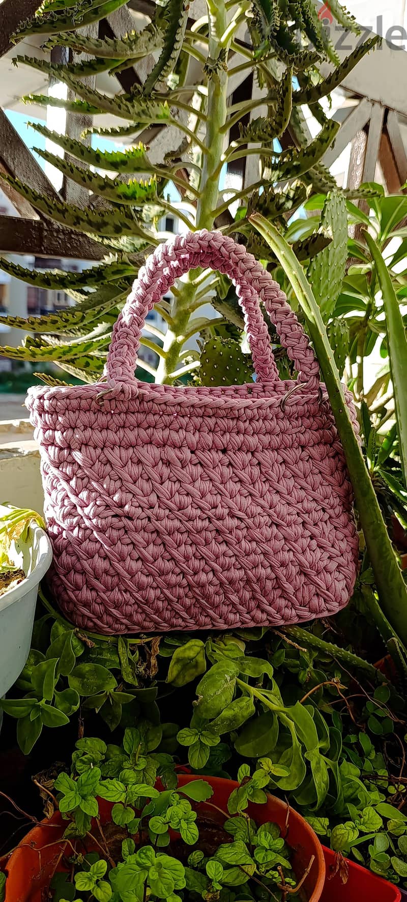 Dusty Pink / Mauve Spiral Handbag 2