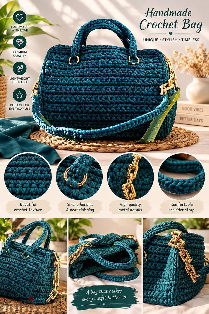 Ocean Blue / Teal Everyday Handbag 7