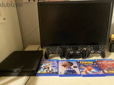 60hz monitor ps4 with 4 games and controllers