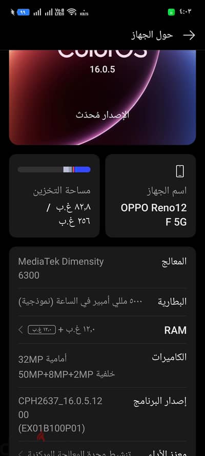 اوبو رينو 12 اف 5 G أخضر 12 رام