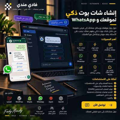 إنشاء Chatbot ذكي لموقعك وWhatsApp