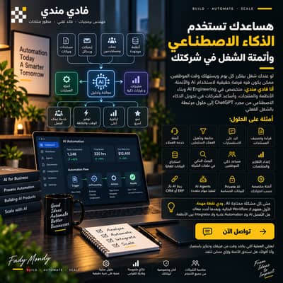 هساعدك تستخدم الذكاء الاصطناعي وأتمتة الشغل في شركتك