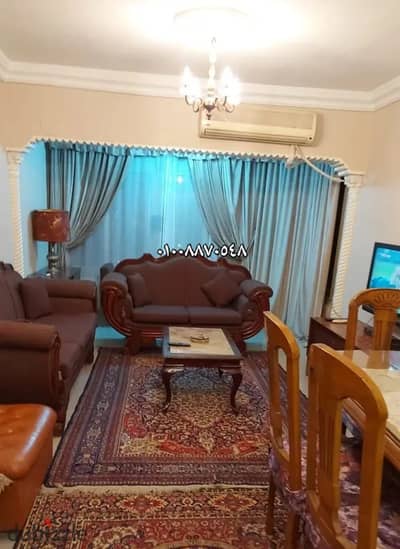 Furnished apartment for rent in Zahraa Maadi consisting of two bedrooms, reception, bathroom, and air-conditioned kitchen with 3 air conditioners, Wi-Fi, natural gas. There is an elevator, all facilities available, excellent location.