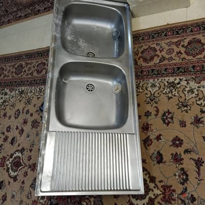 حوض مطبخ 2 عين وصفايه 120*50سم