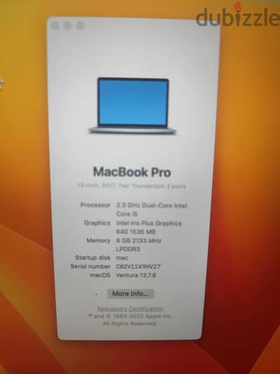 MacBook Pro2017 بحالة نادرة ١٢٨/٨ مشحون ٧٧ مرة