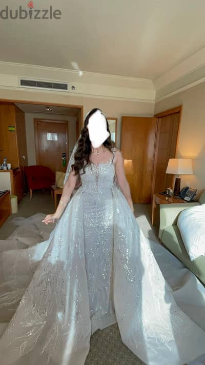 Wedding dress فستان فرح راقي تصميم "مصطفى المصري" (بالطرحة والهيدبيس)