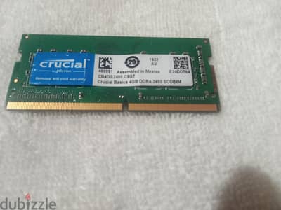 راما4جيجا اصلي DDR4 crucial باص 2400 لاب توب