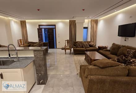 Furnished 180 sqm apartment for rent in Al-Zahwa Compound, Fifth Settlement, near the main Teseen Street.