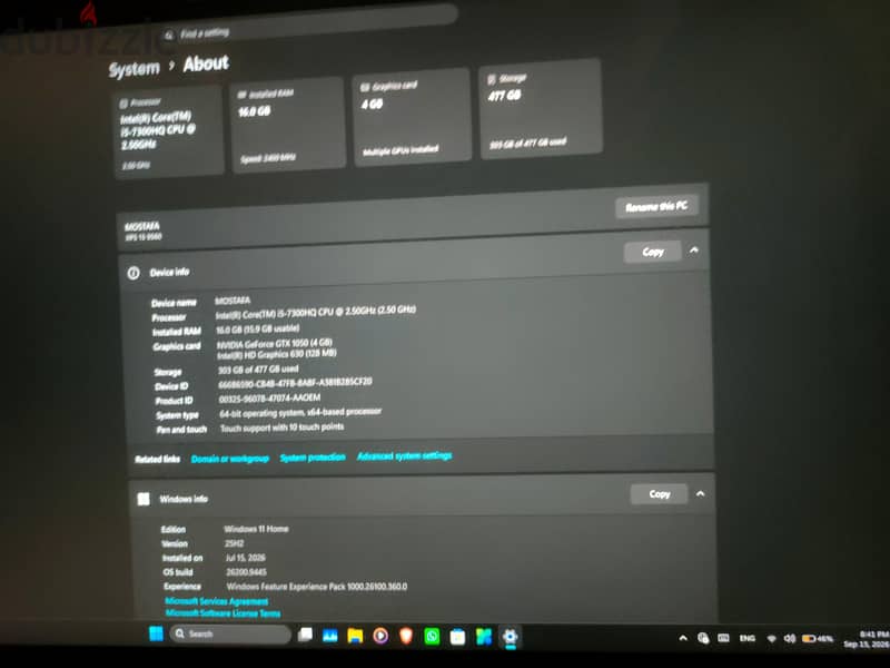 Dell xps 9560 i5 3