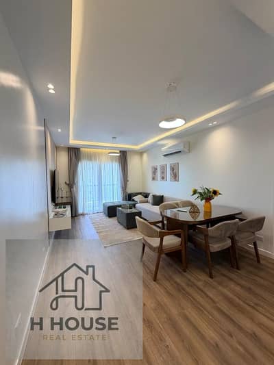 Furnished apartment for rent in Al Rehab; first-time occupancy, featuring custom high-end finishes. Located on an intermediate floor, fully air-condit