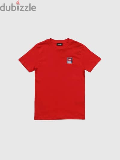 Diesel Red Regular-Slim T-Shirt With Logo Appliqué Size M