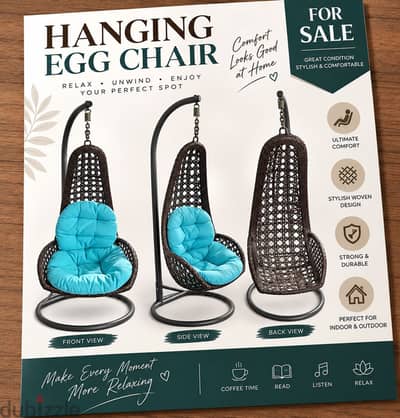 Premium Hanging Egg Chair / Swing with Stand & Cushion