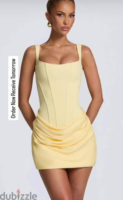Butter yellow short dress, Catwalk