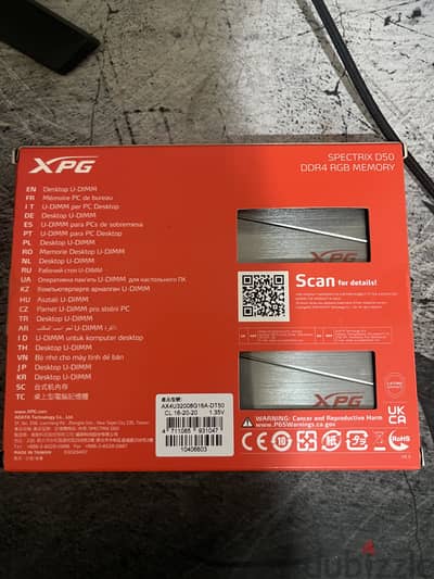 XPG SPECTRIX D50 DDR4 RGB Memory Module 16GB (2x8GB) 3200MHz