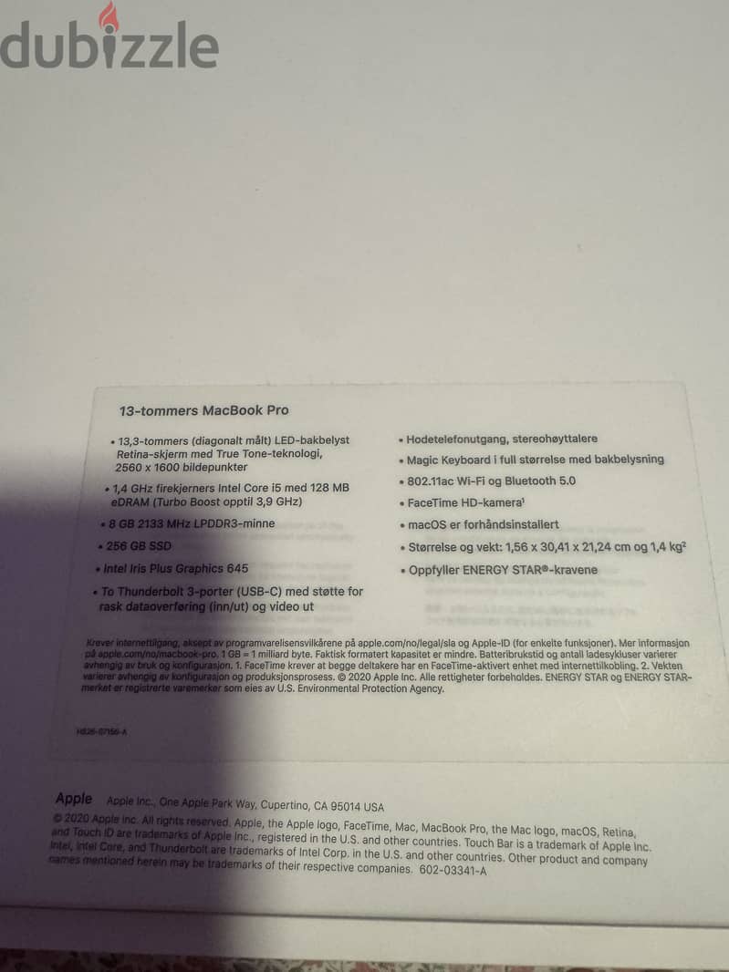 Mac Book   pro 13.2020 7
