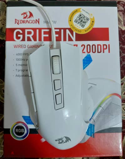 ماوس ريدراجون Redragon Griffin M607W أبيض كالجديد بالعلبة