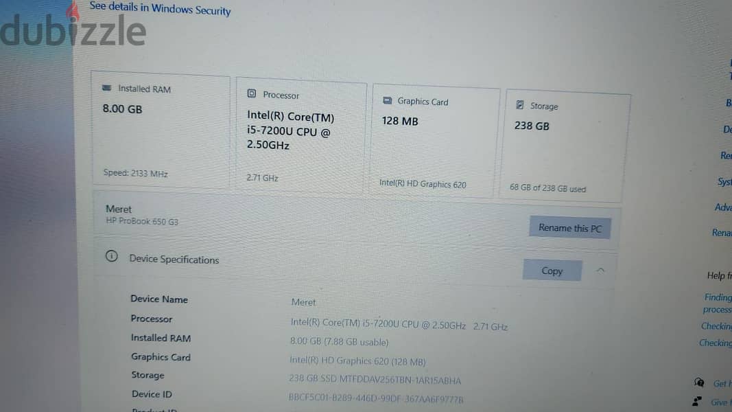 hp probook 650 G3 2