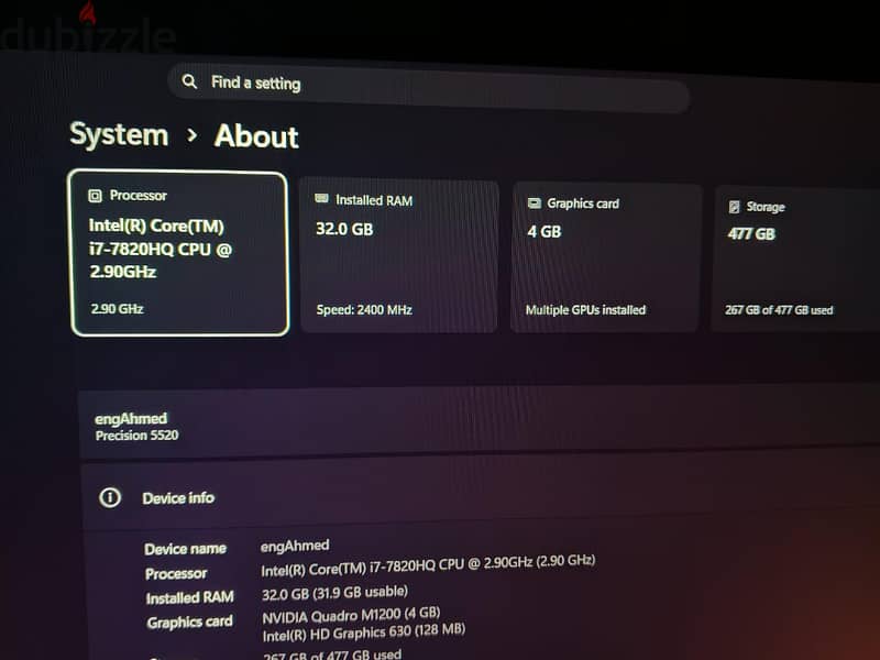 Dell precision 5520 (Workstation) 32 Ram 2