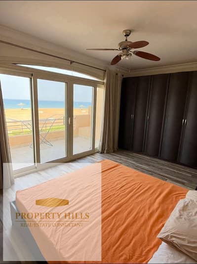 130 sqm Chalet in Telal El Sokhna, fully finished with a direct sea view, for sale at half price with a low down payment and installments up to 10 years interest-free.
