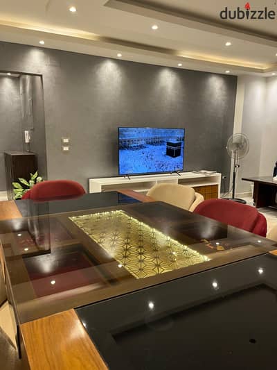 Zahra Al-Maadi Compound Ashjar Darna for Rent Luxury Furnished Apartment Consisting of Two Bedrooms Reception Bathroom and Kitchen Fully Air-conditioned Wi-Fi Natural Gas Tenth Floor Elevator Close to Carrefour City Center