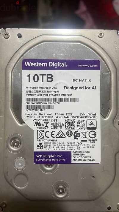 Western Digital Purple Pro 10TB وسترن ديجيتال بنفسجي برو ١٠ تيرا