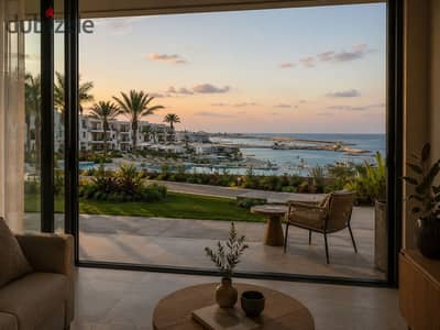 فرصة(مقدمك=خصمك) شاليه متشطب بجاردن بView بحر بانورامي للبيع في ارقى منتجع بقلب الجلالة العين السخنة على البحر مباشرة