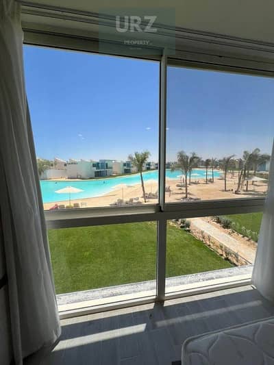 For sale a fully finished chalet overlooking Ras El Hekma Bay first row on Crystal Lagoon next to Modon and Dose near Fukabay Salt cali coast