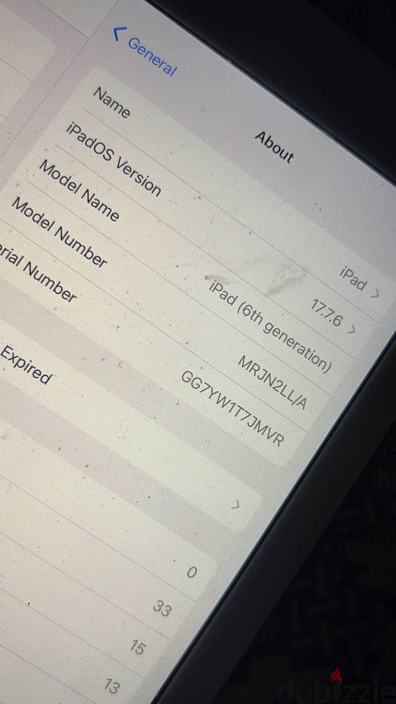 Apple iPad 6th generation OS 17.7 1
