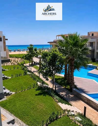 Chalet for sale in La Vista Gardens, Ain Sokhna: 130 sqm, featuring a double view of the sea and the swimming pool, with an 8-year installment plan.