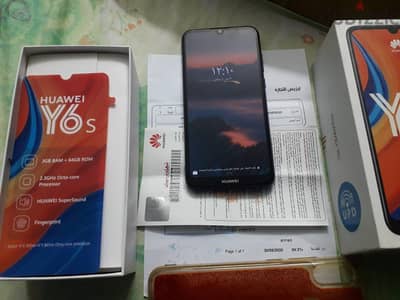 هواوي واى y6s بحالة ممتازة بالفاتورة الضريبية والشاحن
