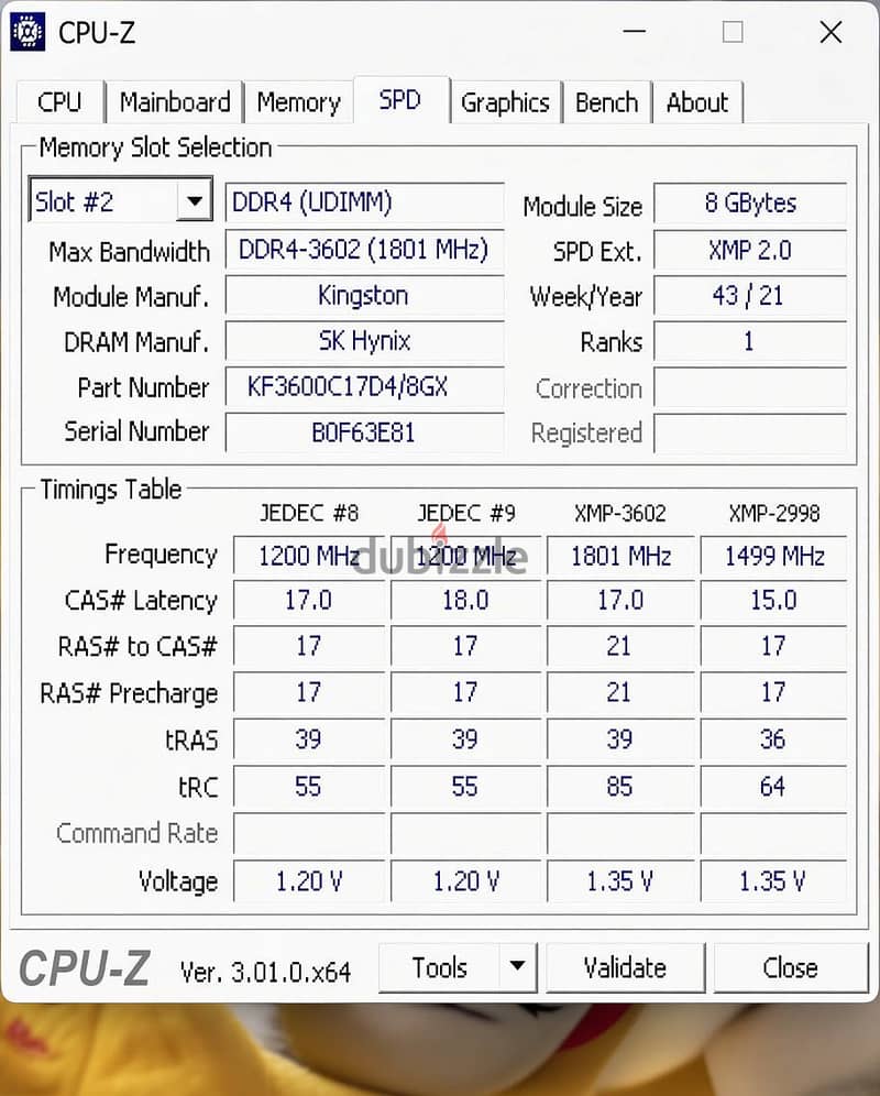 RAM DDR4 3600 MHz cl17 1