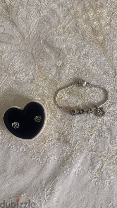 Pandora Bracelet + Charms + Earings for Sale