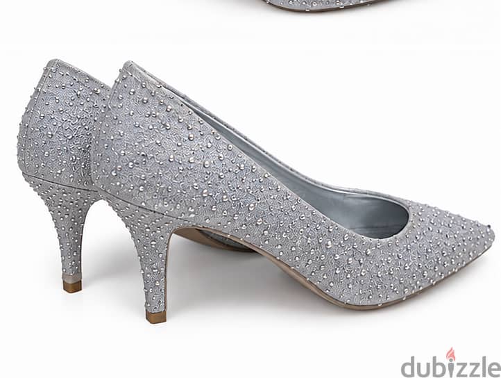 Silver Glitter Heels - Size 37 1