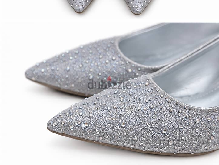 Silver Glitter Heels - Size 37 2