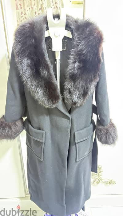 Bergdorf Goodman Black Luxury Coat – Fur Trim