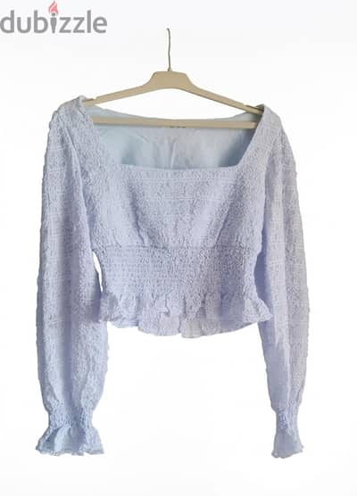 smocked square-neck peplum blouse